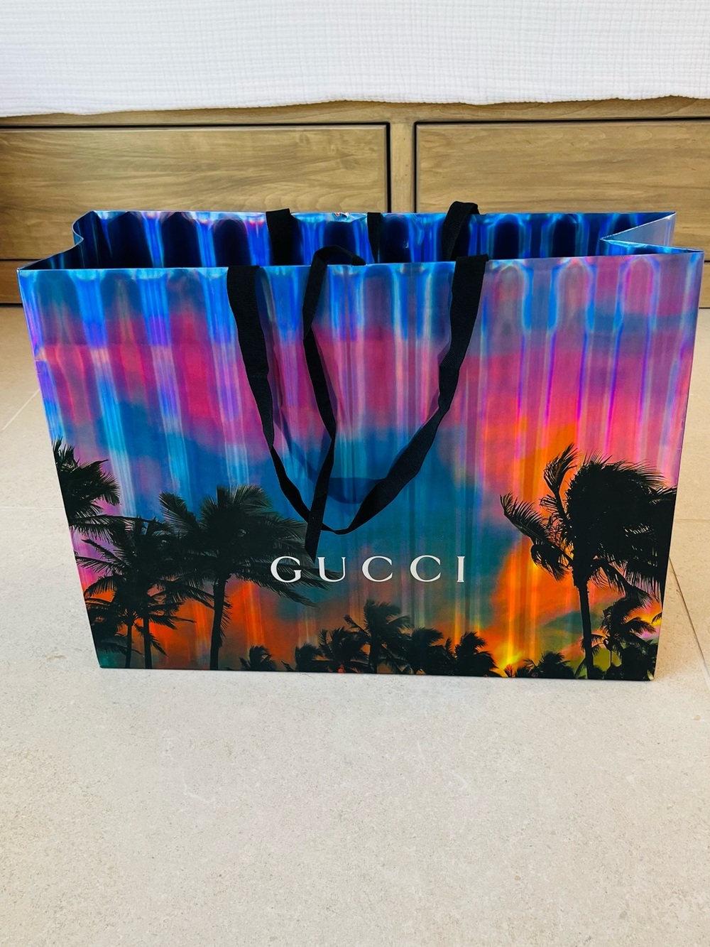 Gucci Multicolor Sunset Palm Tote - Blue Pink Orange Purple
